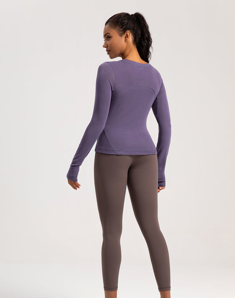 Button Wool Long Sleeve Yoga Top