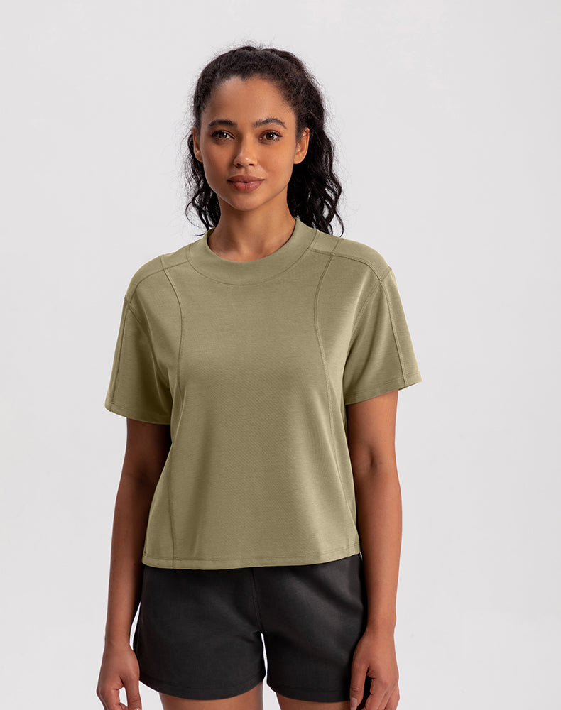 Modal Wide Crew Neck Loose Fit Yoga Top