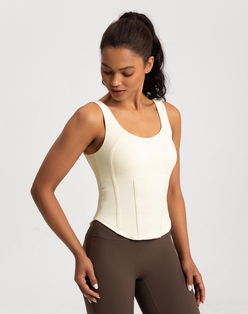 Rounded Hem Cinched Waist Yoga Tank