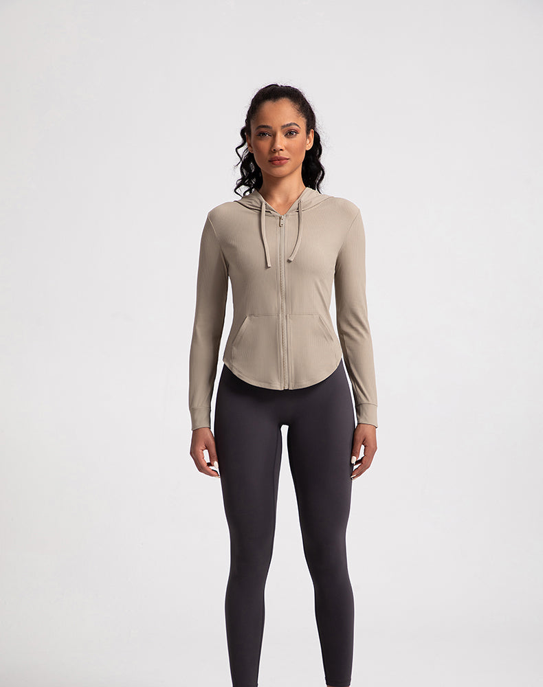 Rounded Hem Hooded Yoga Jacket