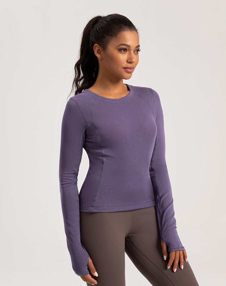 Button Wool Long Sleeve Yoga Top