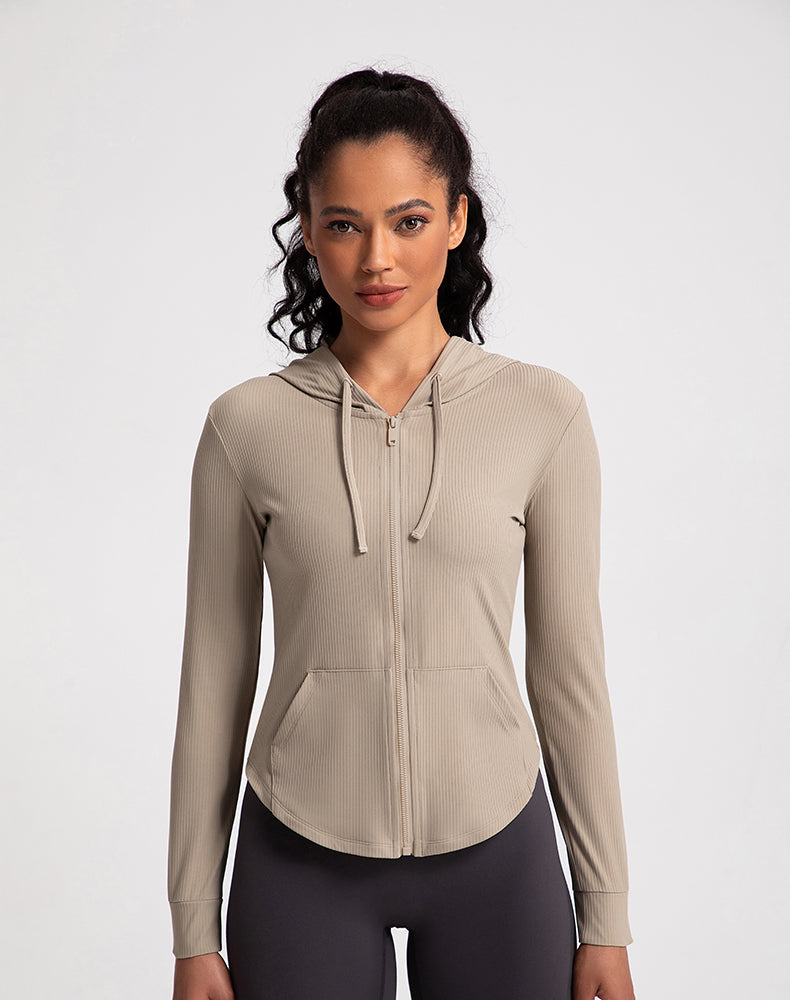 Rounded Hem Hooded Yoga Jacket