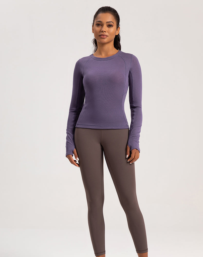 Button Wool Long Sleeve Yoga Top