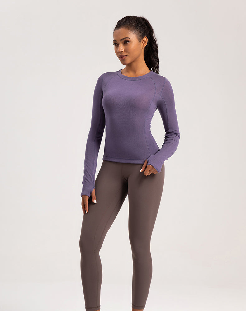 Button Wool Long Sleeve Yoga Top