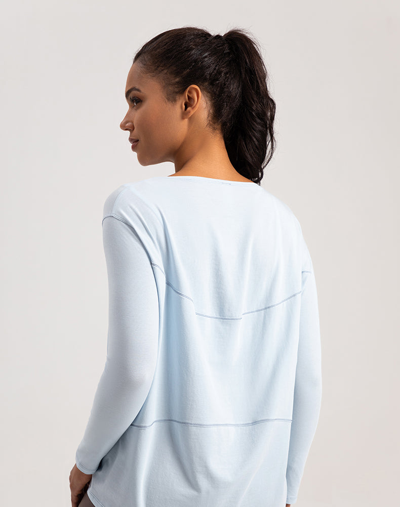 Off-Shoulder Loose Fit Long Sleeve Yoga Top