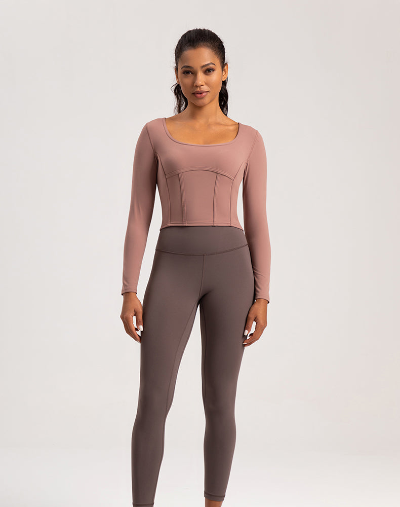 Wide Neck Long Sleeve Yoga Top