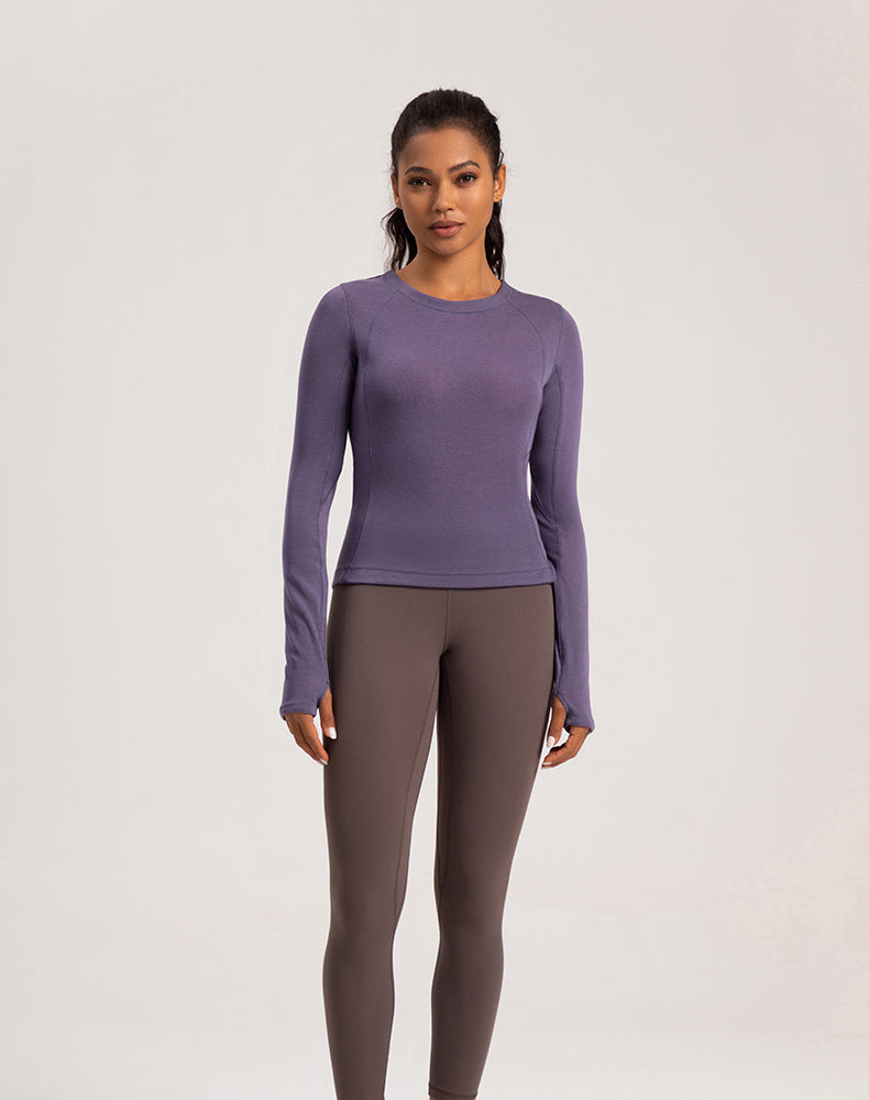 Button Wool Long Sleeve Yoga Top