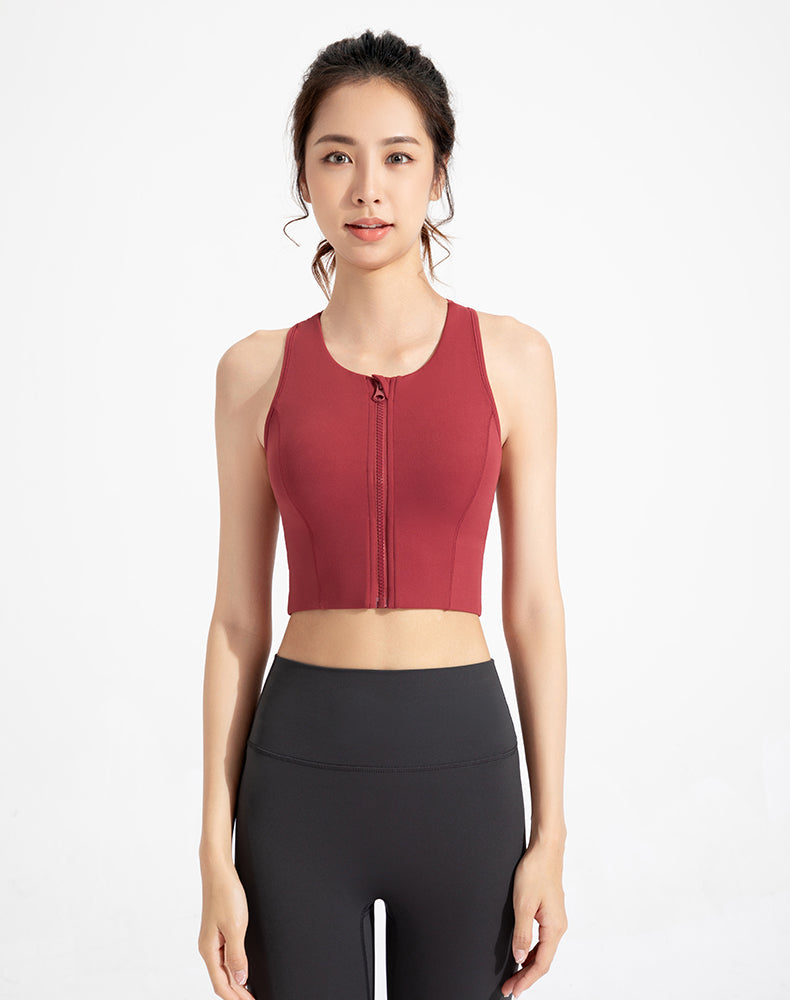 Antibacterial front zipper yoga Bra