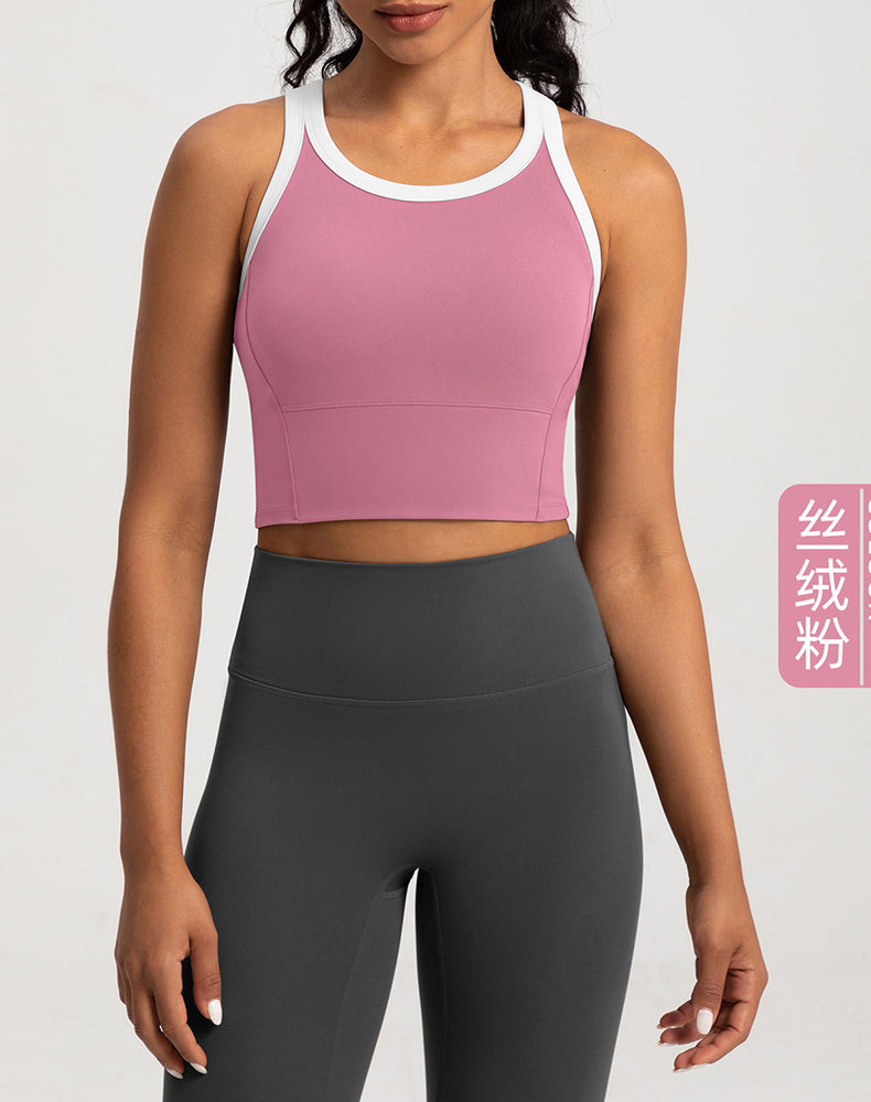 Color-Blocked Fixed Cup Yoga Bra