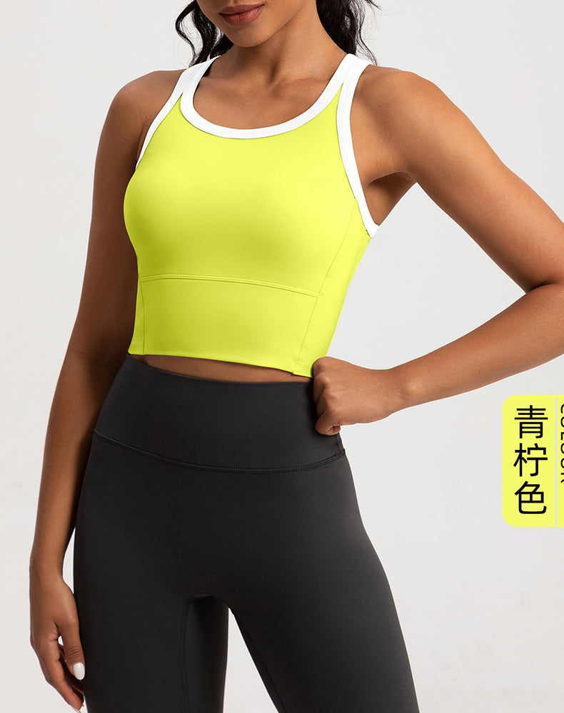 Color-Blocked Fixed Cup Yoga Bra