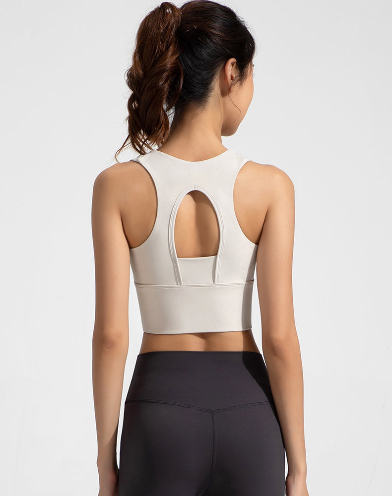 Front Zipper Back Open Yoga Bra