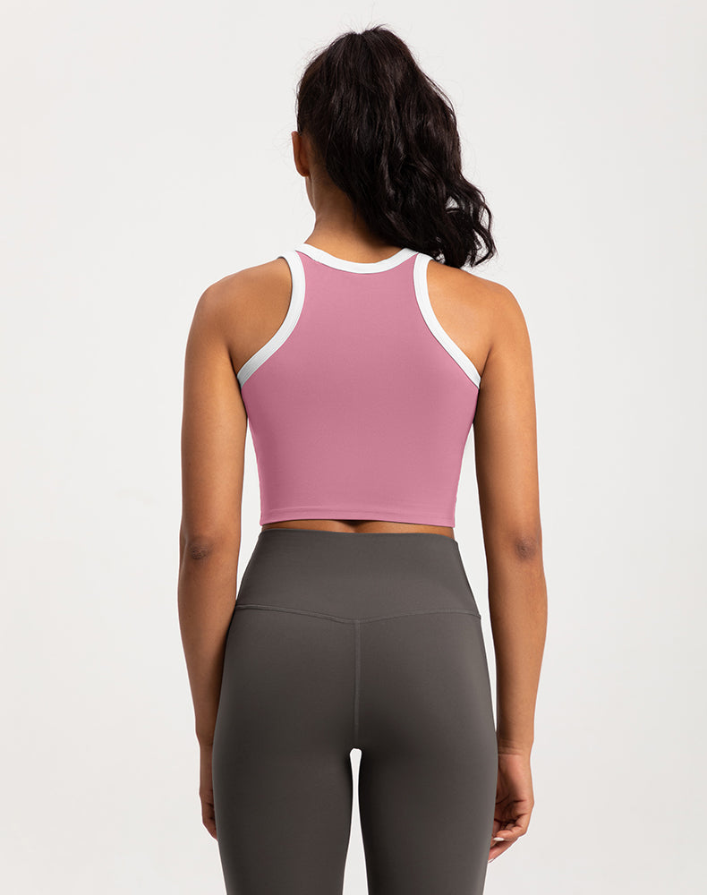 Color-Blocked Fixed Cup Yoga Bra