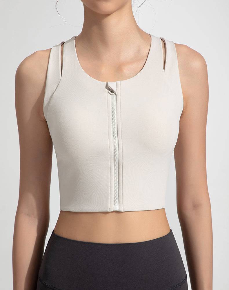 Front Zipper Back Open Yoga Bra