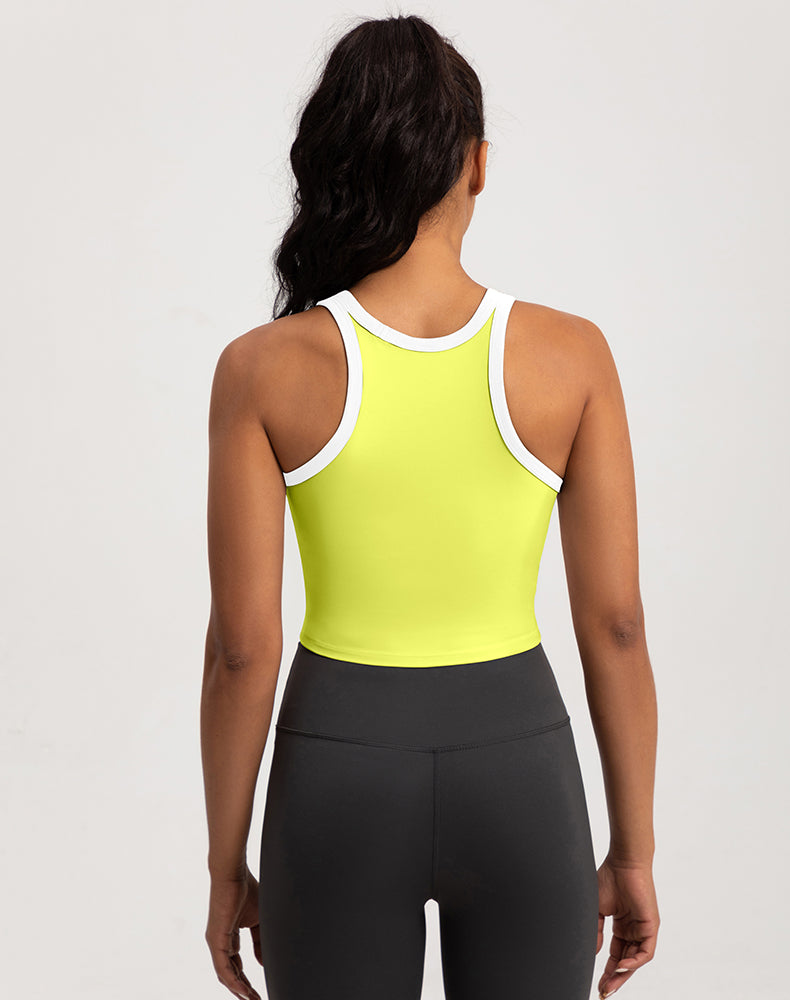 Color-Blocked Fixed Cup Yoga Bra