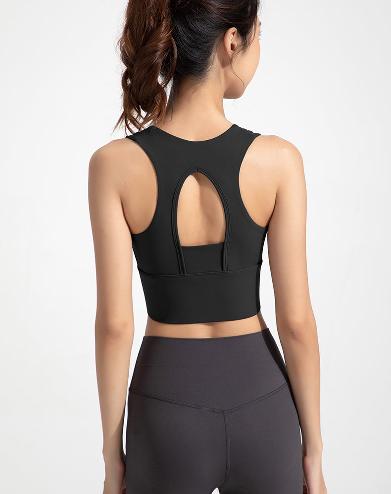 Front Zipper Back Open Yoga Bra