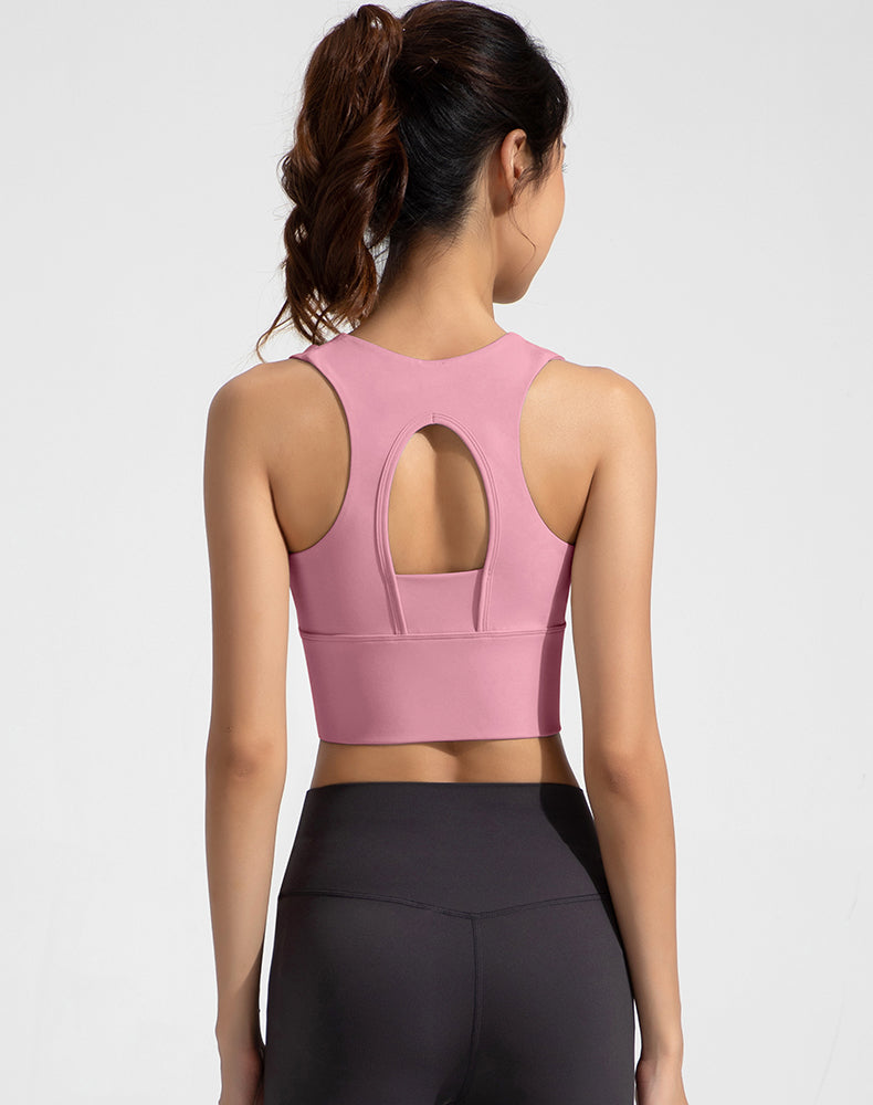 Front Zipper Back Open Yoga Bra