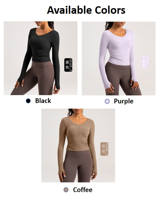 V-Neck Sides Long Sleeve Yoga Top