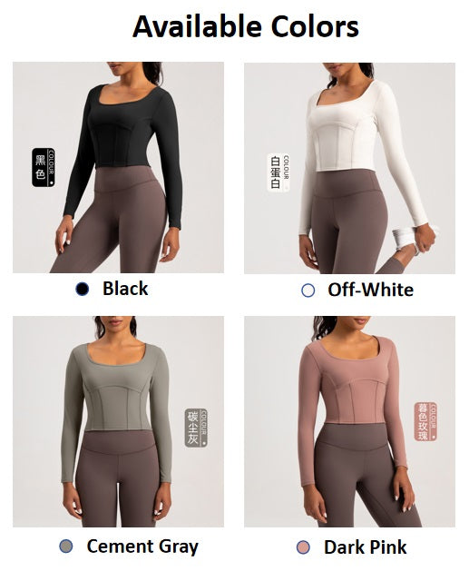 Wide Neck Long Sleeve Yoga Top